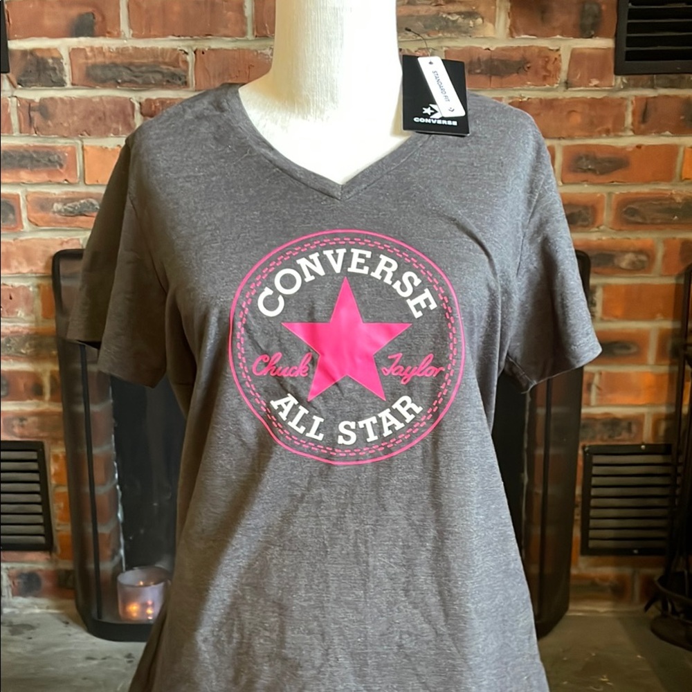 COPY - Converse Women's Grey V-Neck Top